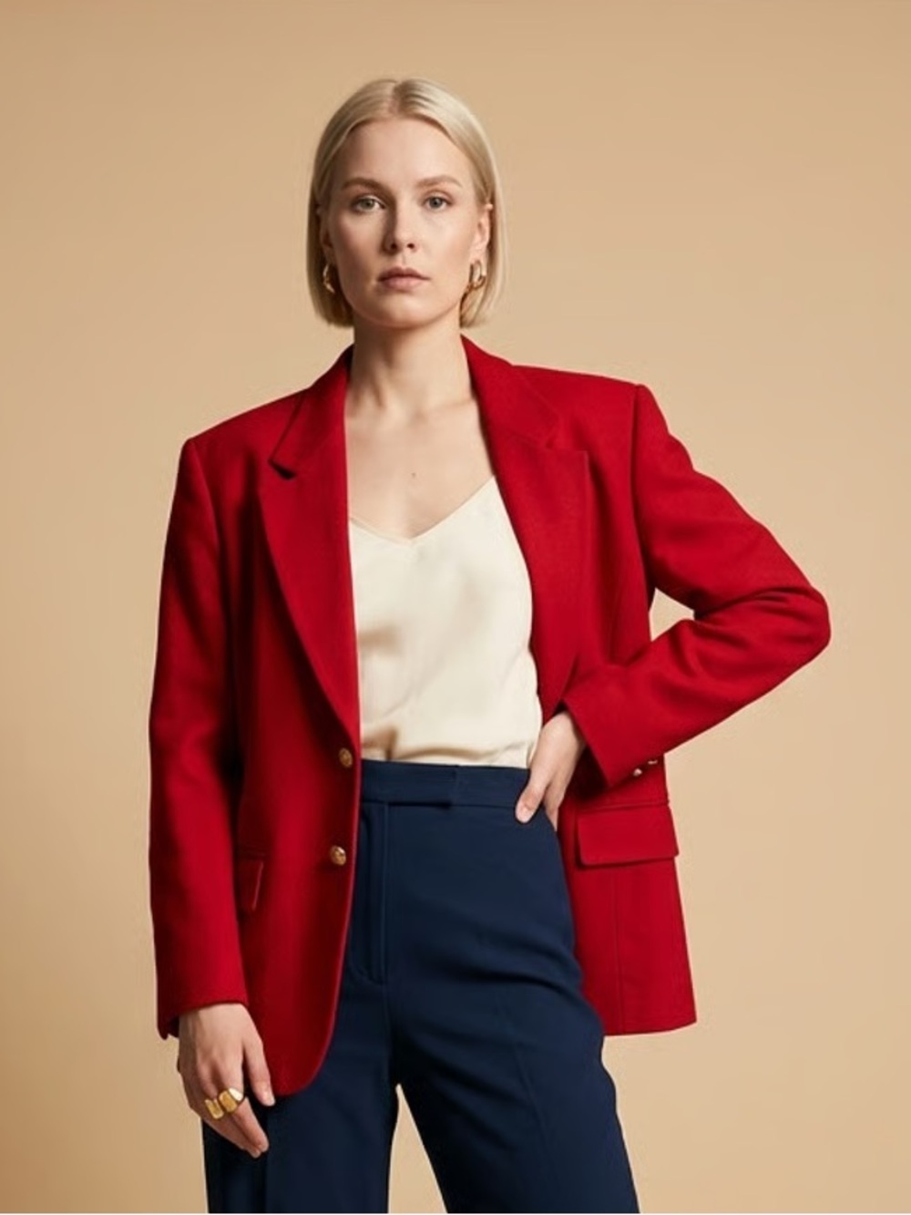 PENDLETON | Bright Red 100% Wool Single-Breasted Blazer Jacket Sz 12